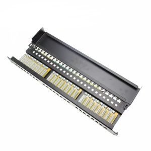 1U 24 Port CAT6A Shielded STP Network Patch Panel For 10GBase-T Ethernet